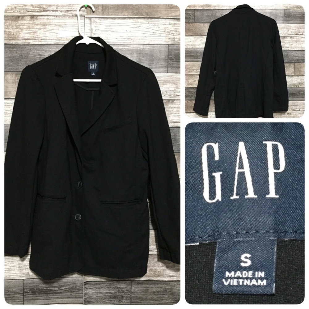 Gap Ponte Knit Blazer Jacket Women’s S Black 2 Button Stretch